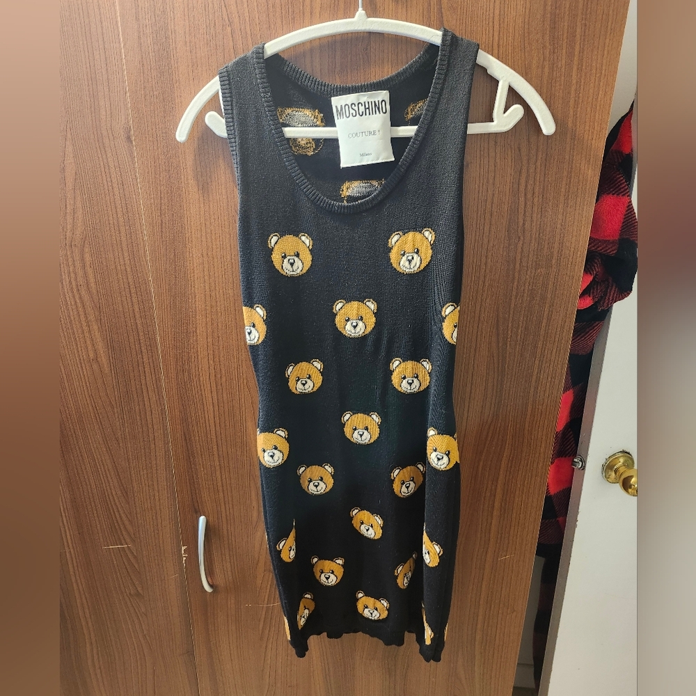 Moschino Black Knit Dress with Bear